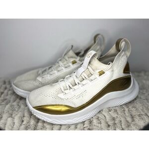 Under Armour Curry 10 Gold White Basketball Shoes Mens 7.5  Used
